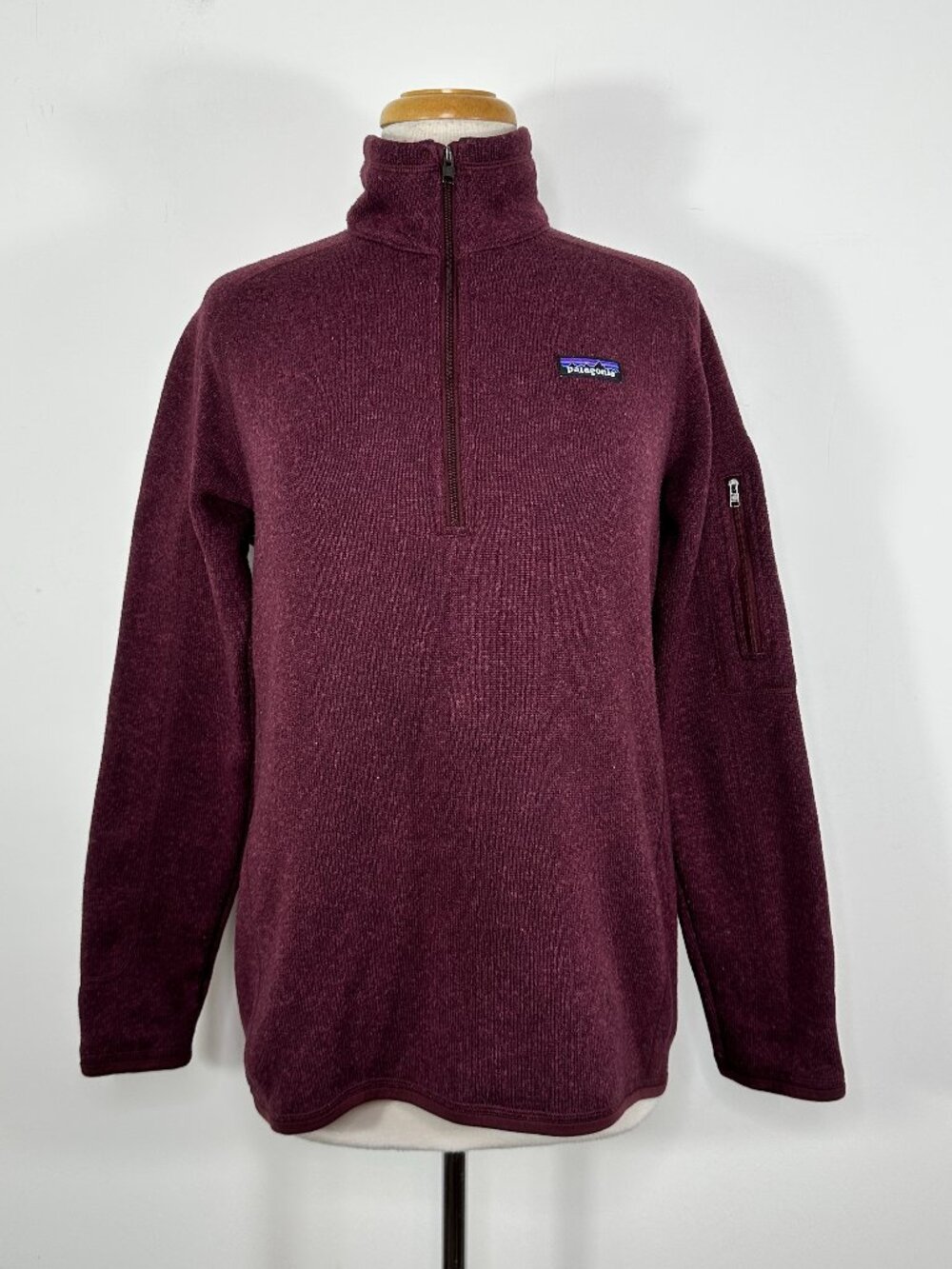 Patagonia Better Sweater Women L Burgundy Purple Heather 3/4 Zip Fleece Jacket